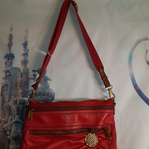 🪶 Red fossil leather bag - Picture 6 of 12